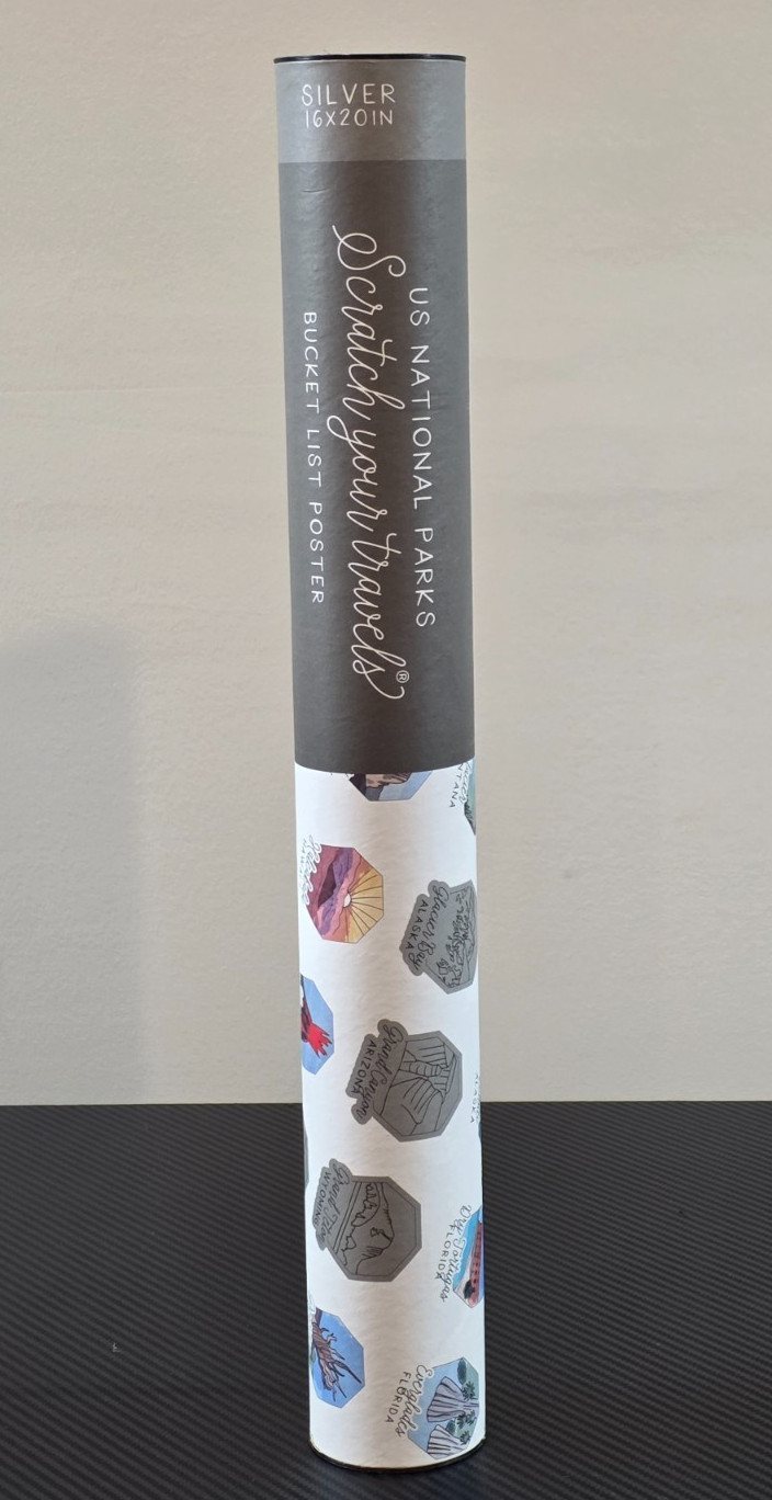 US National Parks Scratch Your Travels Bucket List Poster Silver 16x20