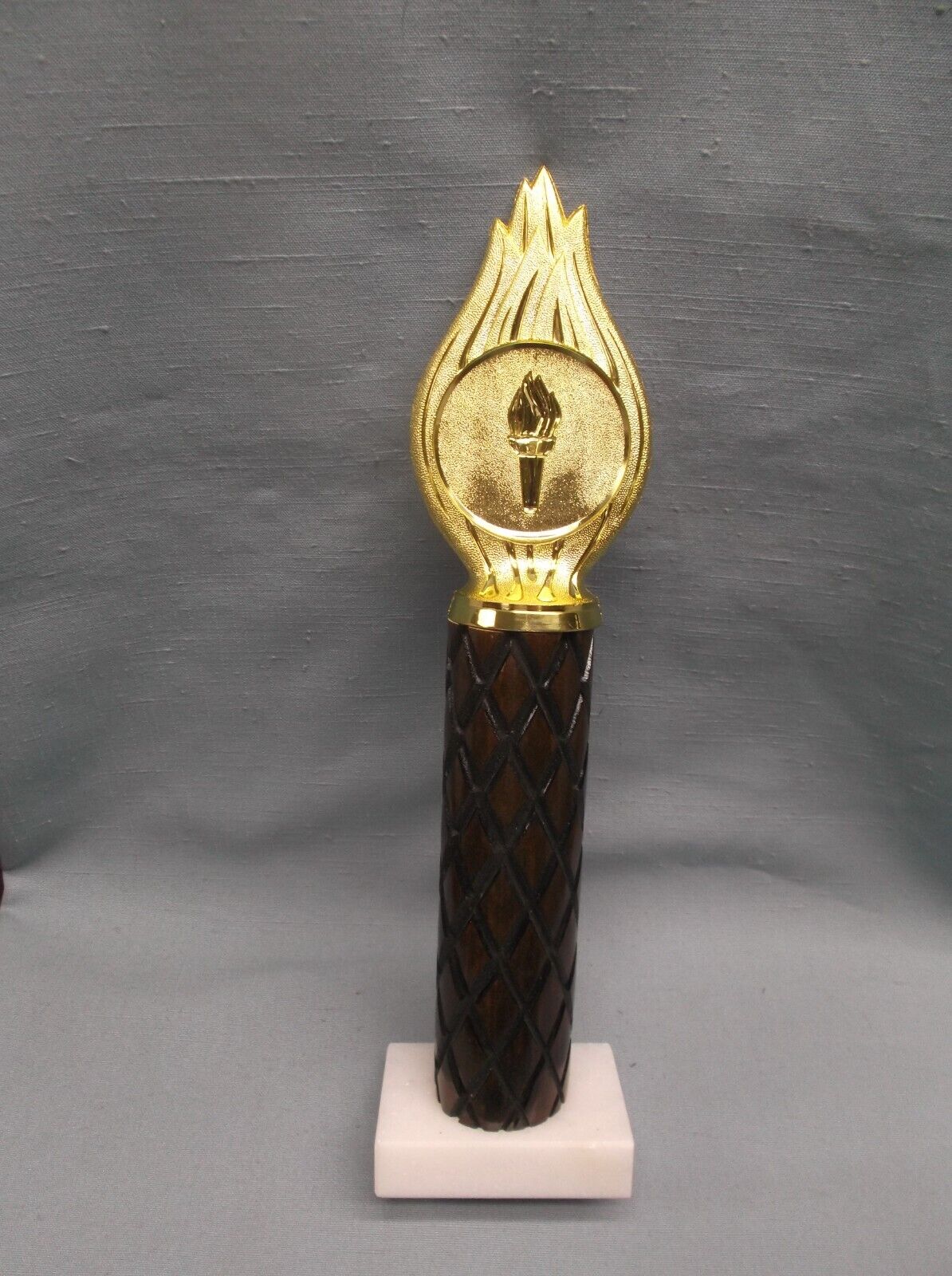 torch wood column trophy award marble base