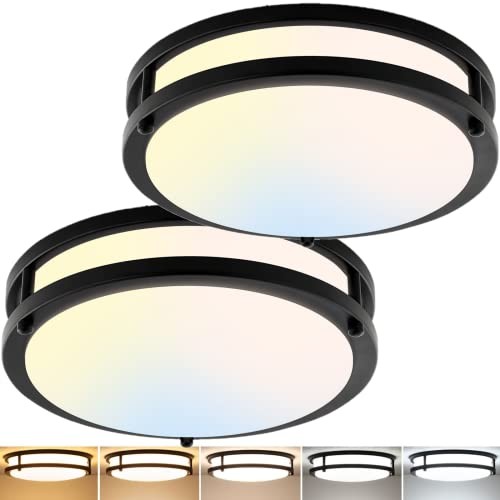 2-Pack 10Inch 30W LED Flush Mount Ceiling Light Fixtures Ultra 2 Packs Black