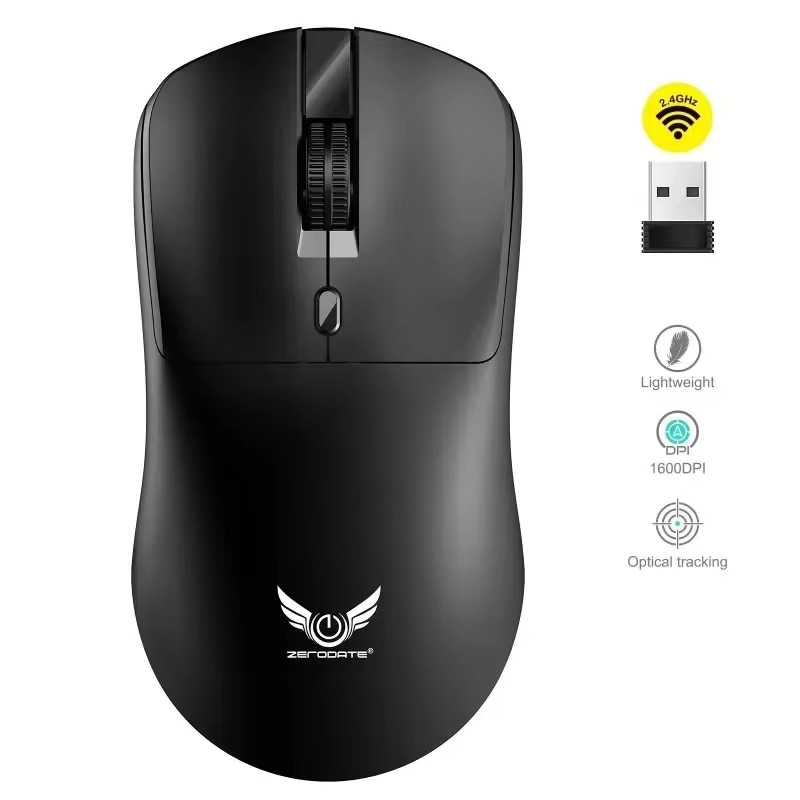 Wireless 2.4G Mouse Light Weight Design 1600 DPI Adjustable Plug and Play Low No