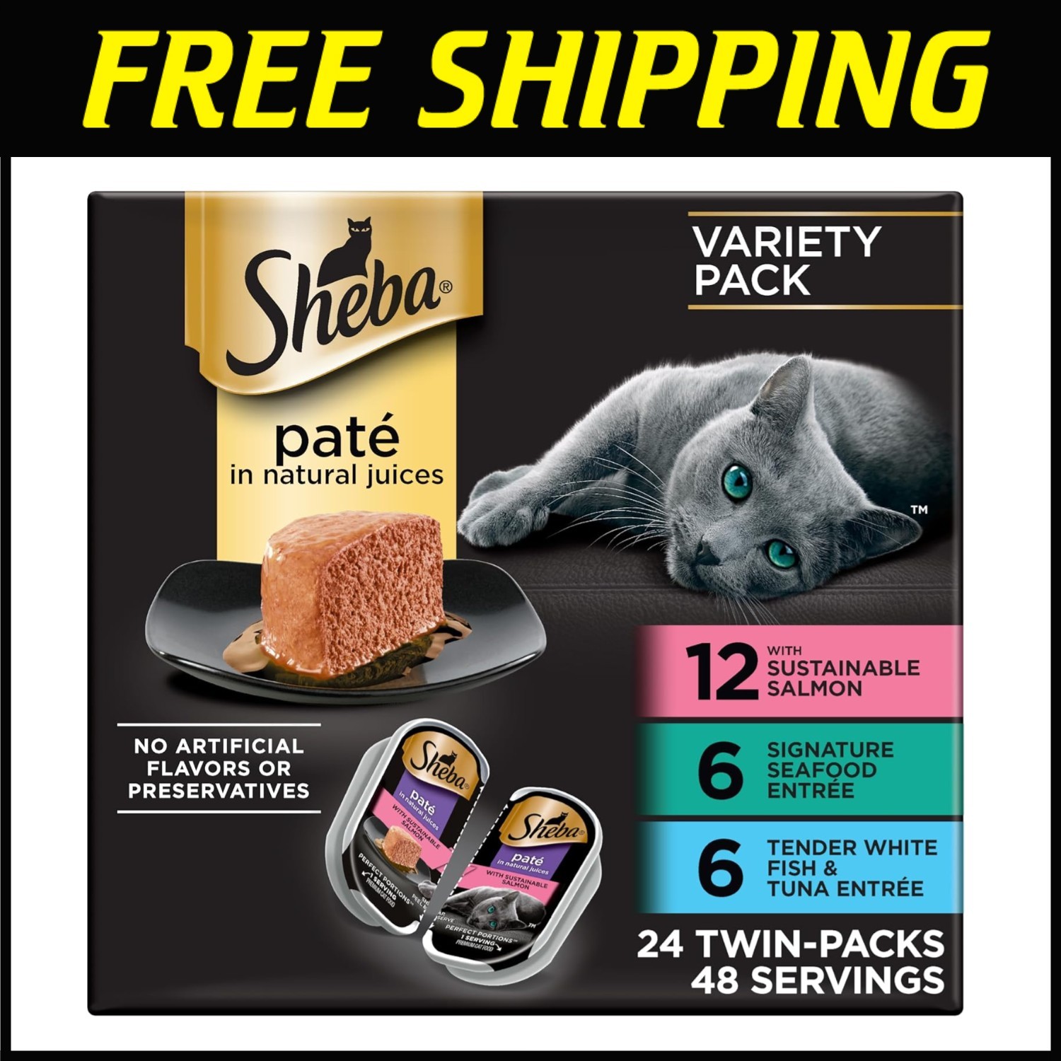 Salmon & Seafood Entree Wet Cat Food, 48 Servings