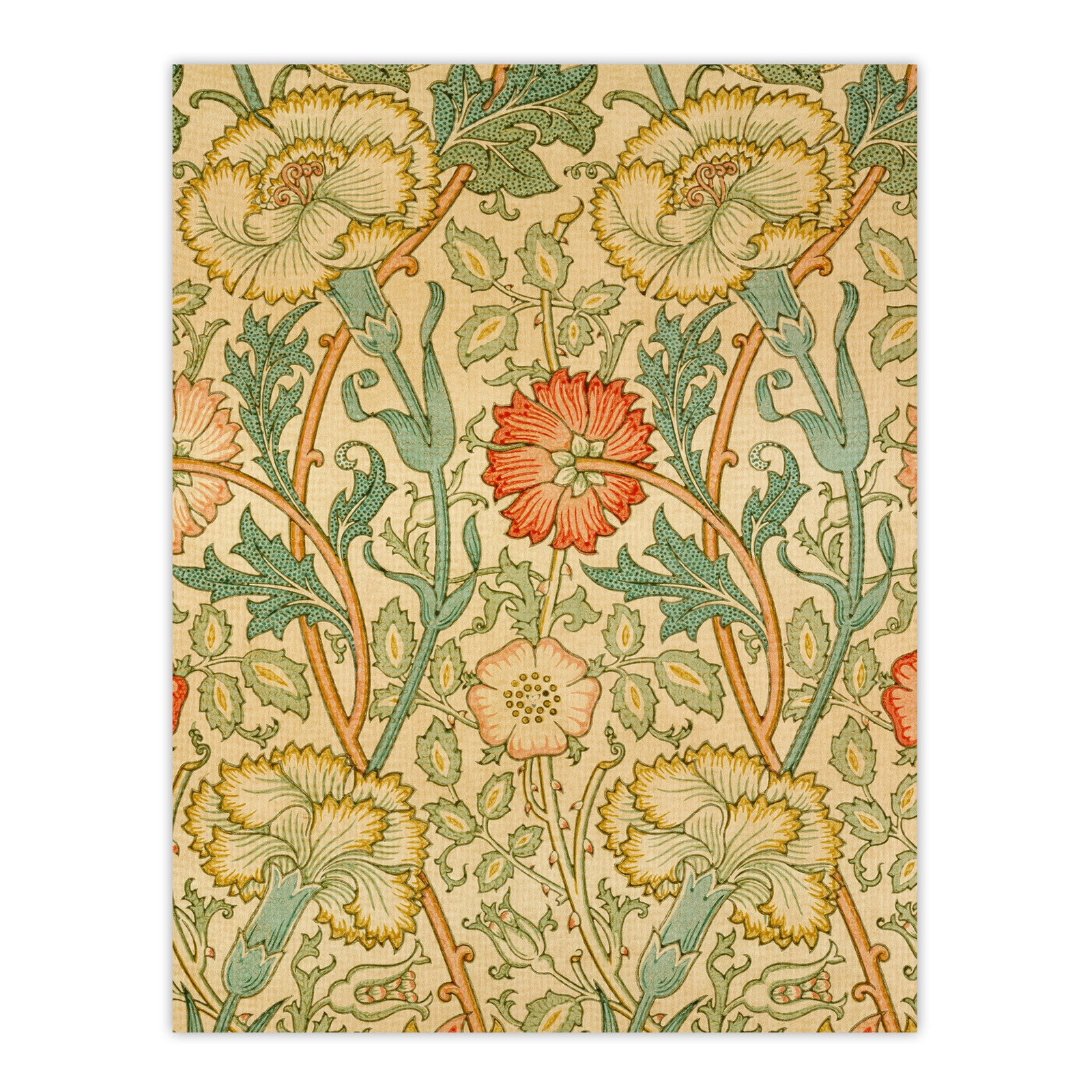 Pink Carnations and Roses W. Morris Vintage Wall Art Print Poster