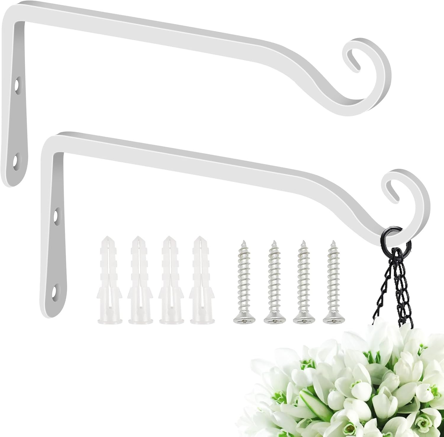 Hanging Plant Bracket 10 Inch 2 Pack, Hand-Forged Plant Hanger for Hanging Bird 