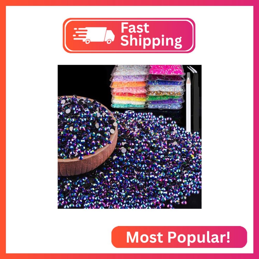 6000pcs 4mm Resin Rhinestones Bulk, Purplish Black AB Flatback Round Jelly Rhine