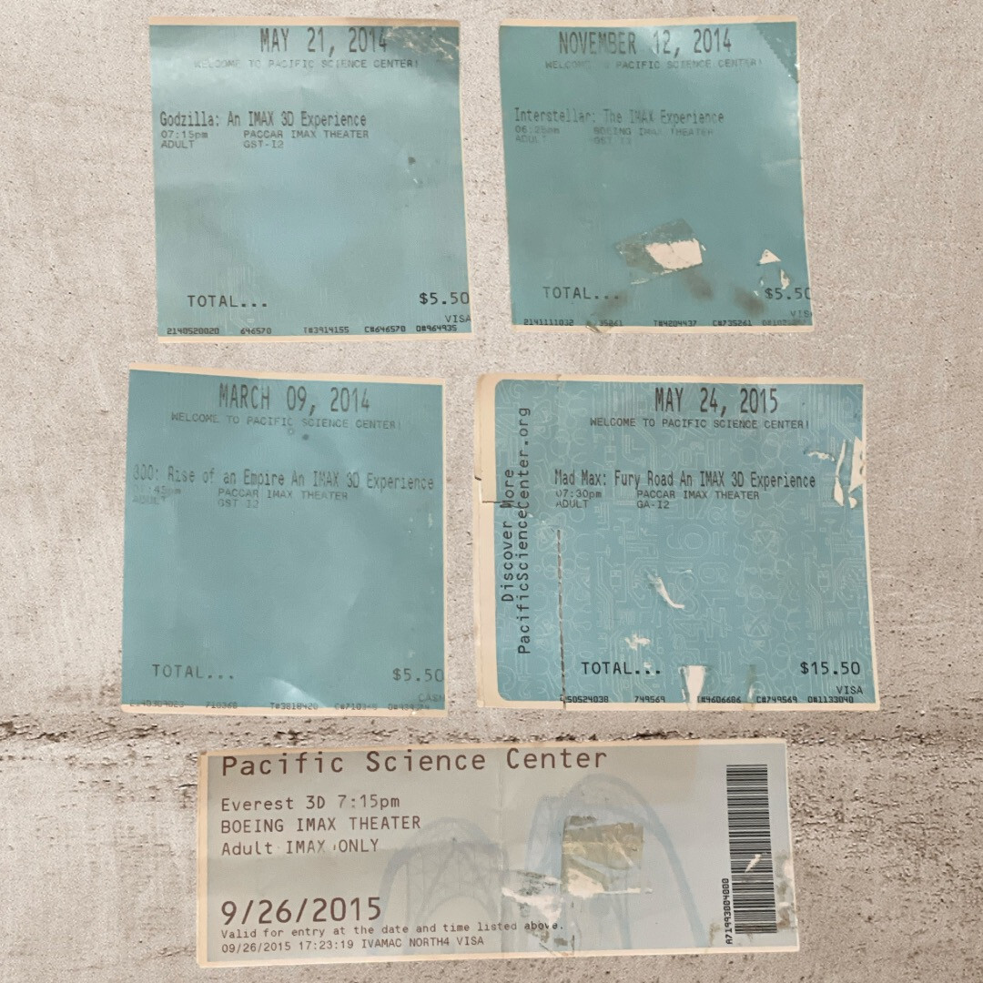 Lot (5) of Pacific Science Center Seattle Movie Ticket Stubs!