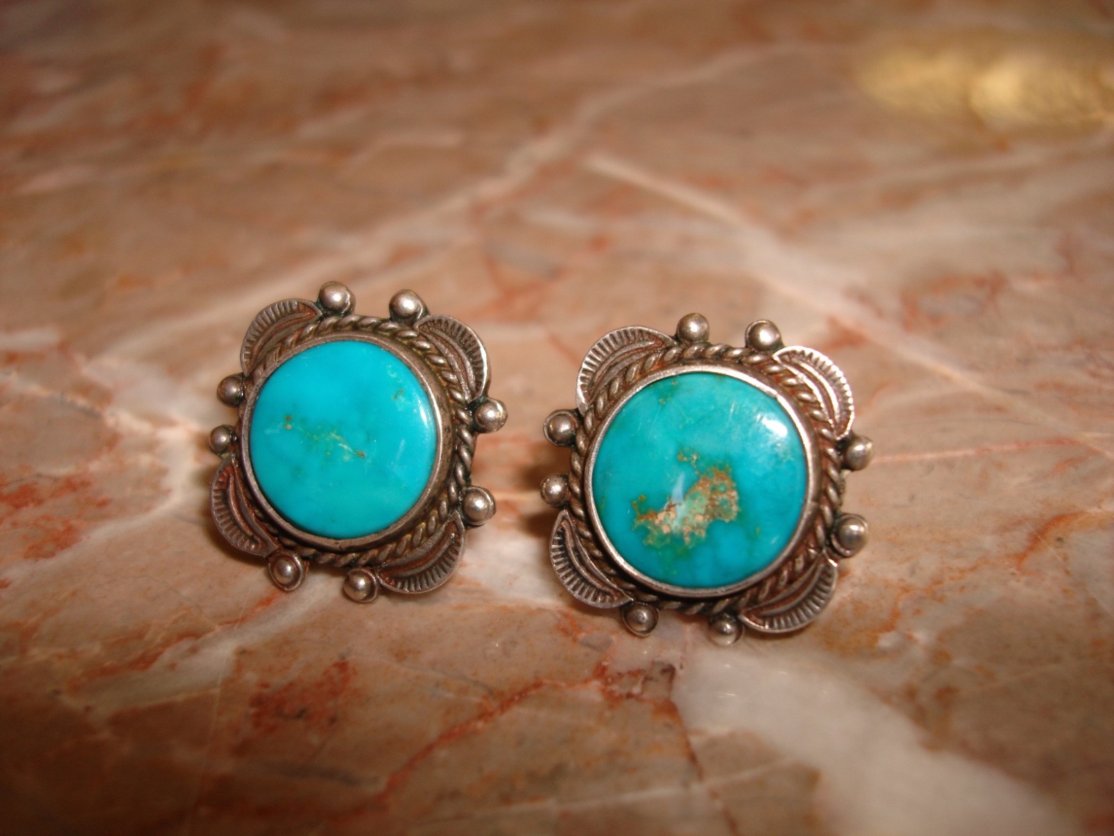 Antique 1920s Navajo Blue Gem Turquoise Earrings attr. Fred Peshlaki?
