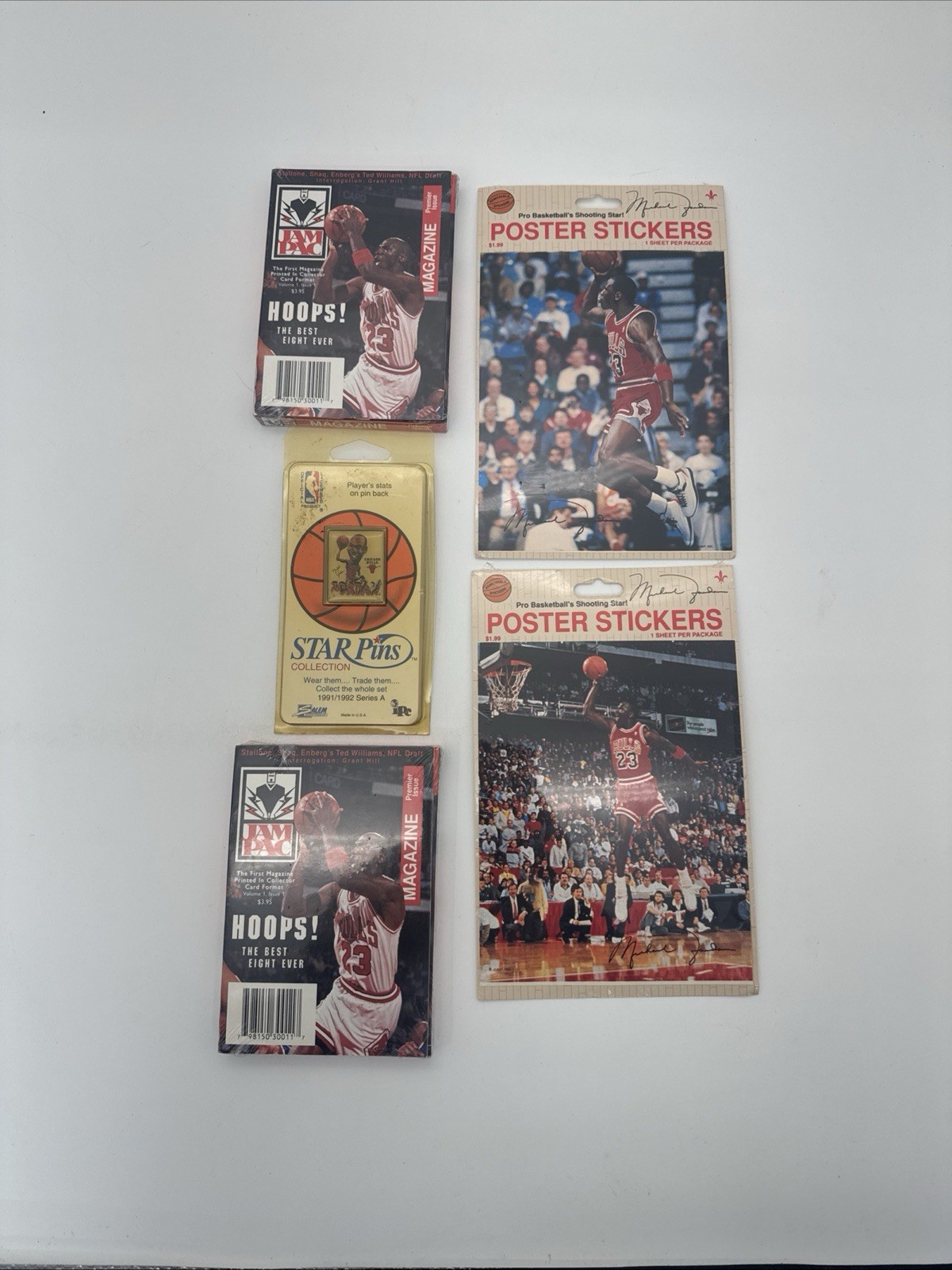 Vintage Michael Jordan Stickers - Cards And Pin Lot