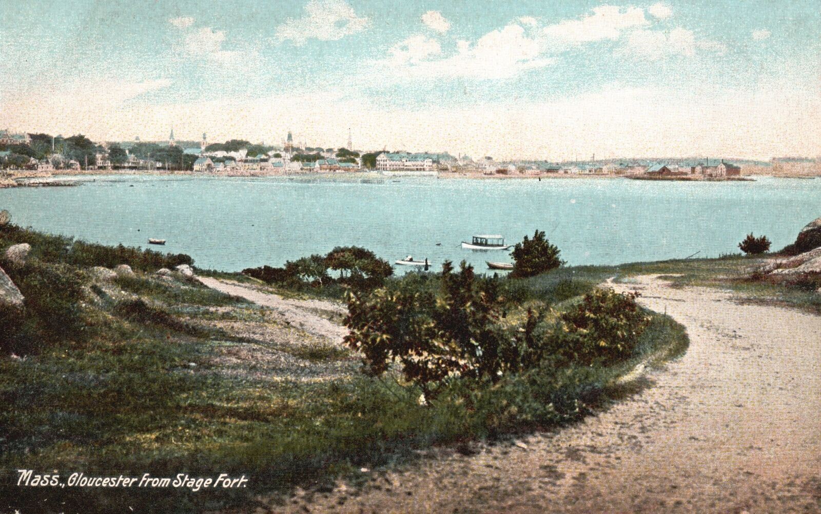 Vintage Postcard From Stage Fort Park and Beach Gloucester Massachusetts MA