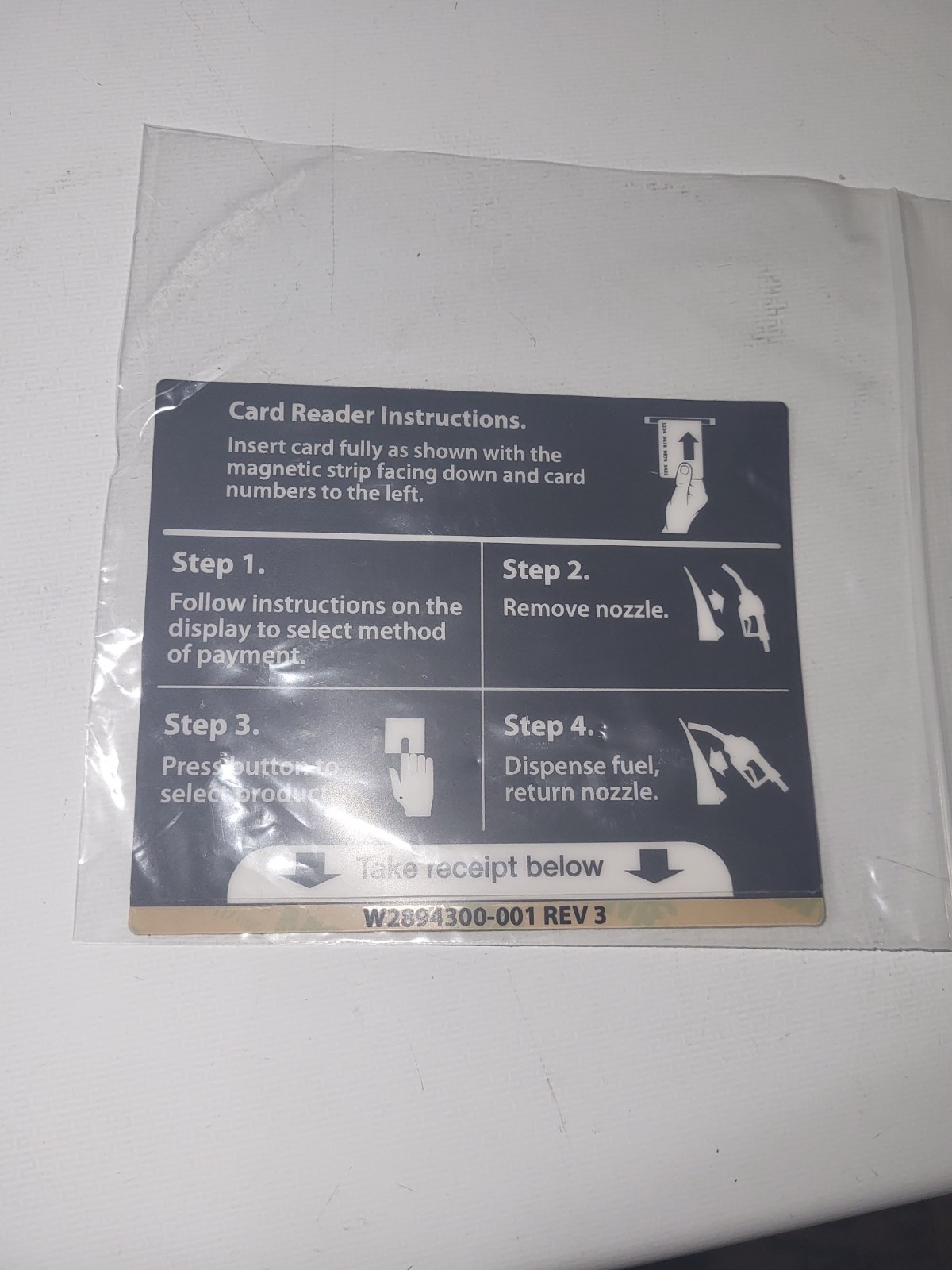 Dresser Wayne W2894300-001 DECAL INSTRUCTION DISP OPER HDR PTS