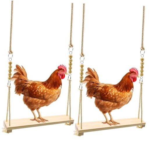 Chicken Swing Toy, 2 Pack Chicken Toys, Wood Chicken Swing 2pcs Chicken Swings