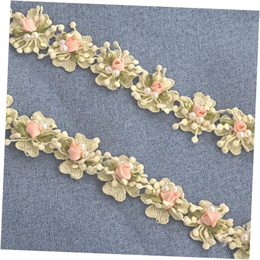 2 Yard Vintage Pearl Flower Ribbon Scallop Edge Trim Lace Small pearl lace