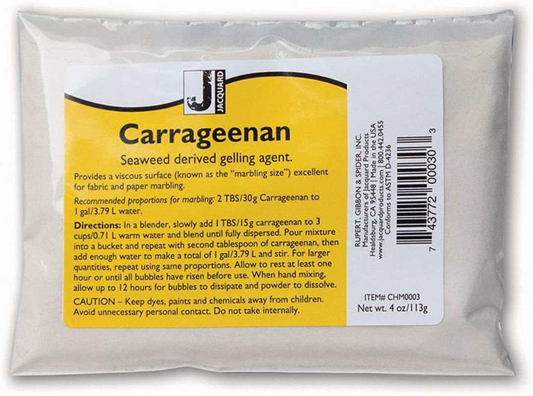 Carrageenan 4Oz for Fabric and Paper Marbling - Seaweed Derived Gelling Agent