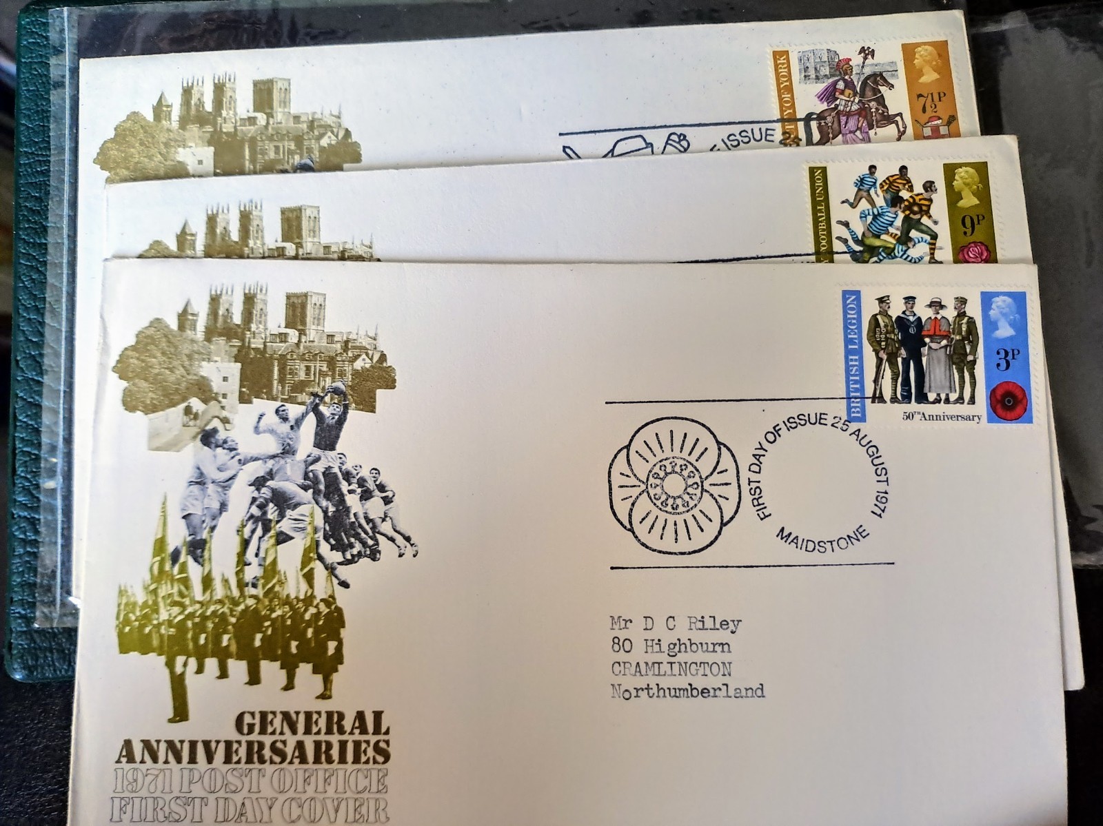 GB Stamps Set on 3 Covers 1971 FDC Anniversaries