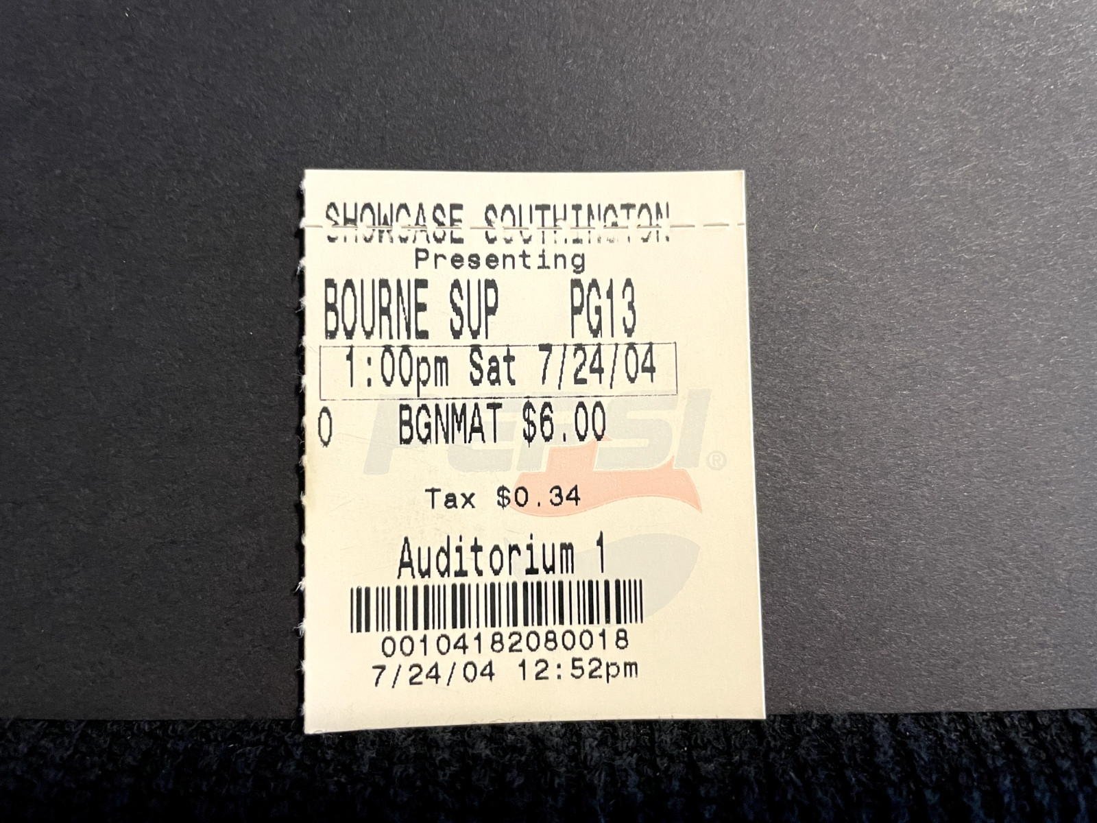 Vintage Movie Ticket Stub Bourne Supremacy