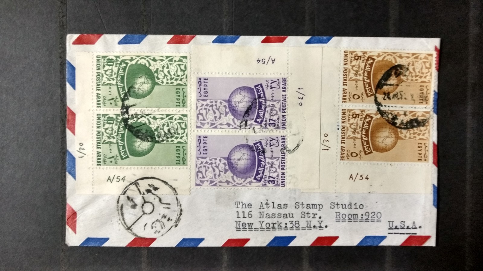 Egypt  1955 Arab Postal Union  Stamps Cover Pair of Stamps Cancelled 
