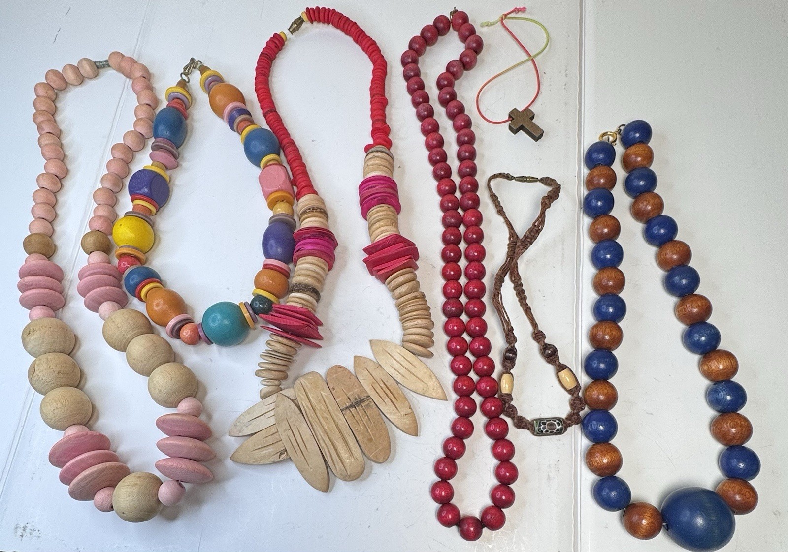 Lot Of Wood Jewelry Whimsical Fun 7pc