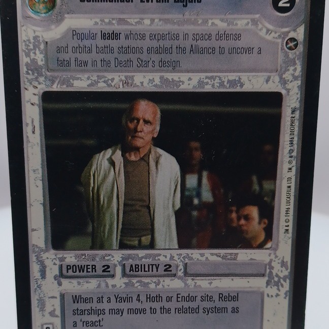 Star Wars Decipher Commander Evram Lajaie Character Card 1996 Power 2 Ability 2