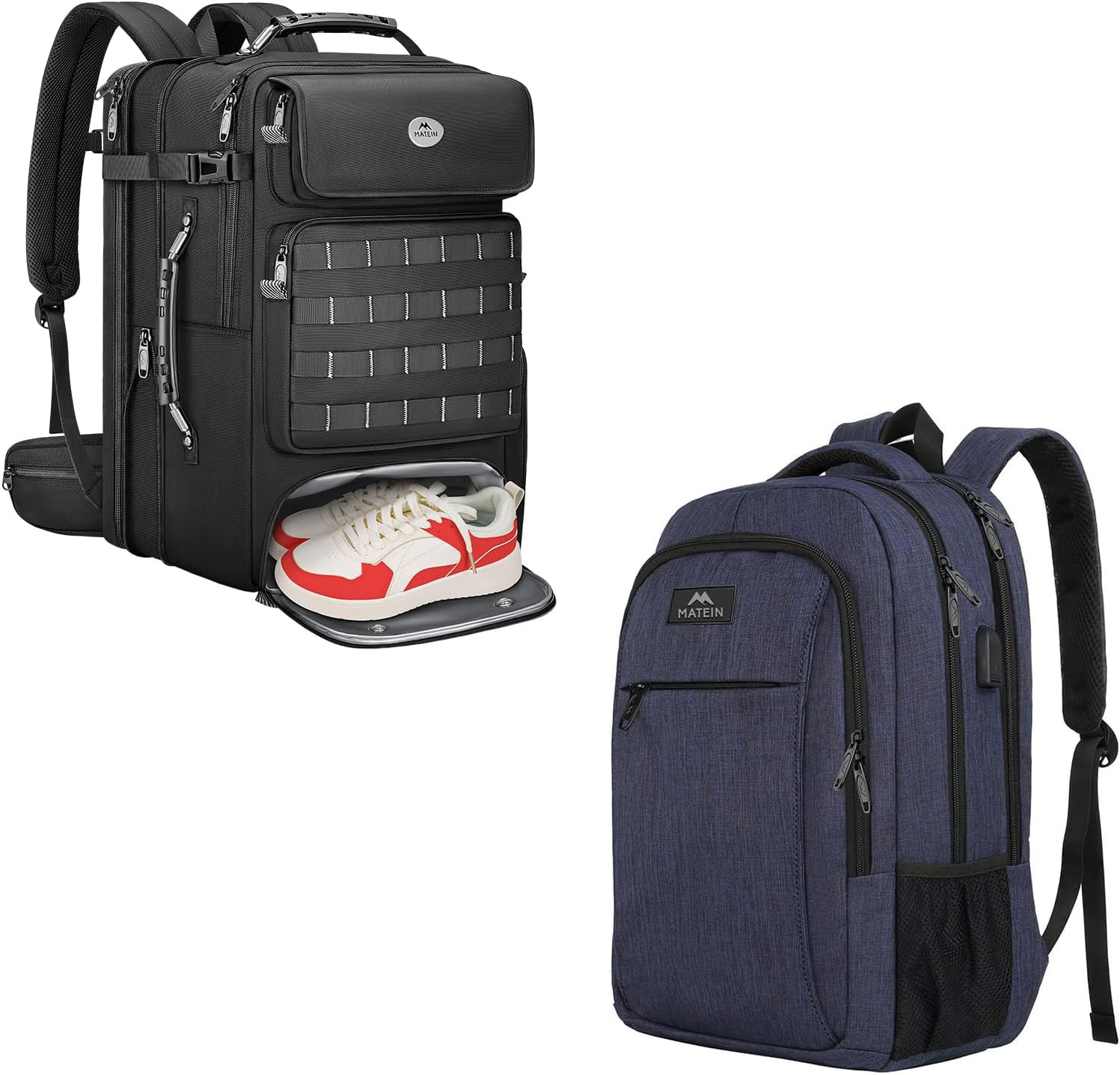 Expandable Travel Backpack with Shoe Compartment, 52L Large Luggage Suitcase，Sli