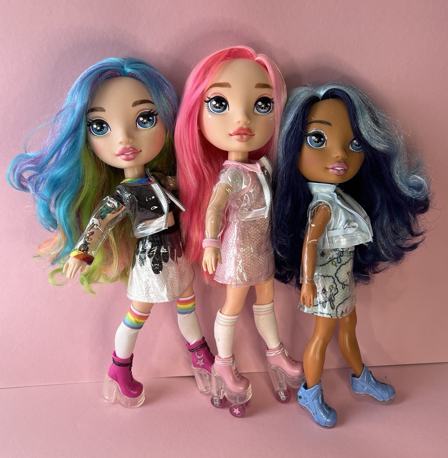 Lot: 3 Poopsie Surprise 14” Dolls Rainbow Dream, Pixie Rose, Blue Skye w/Outfits
