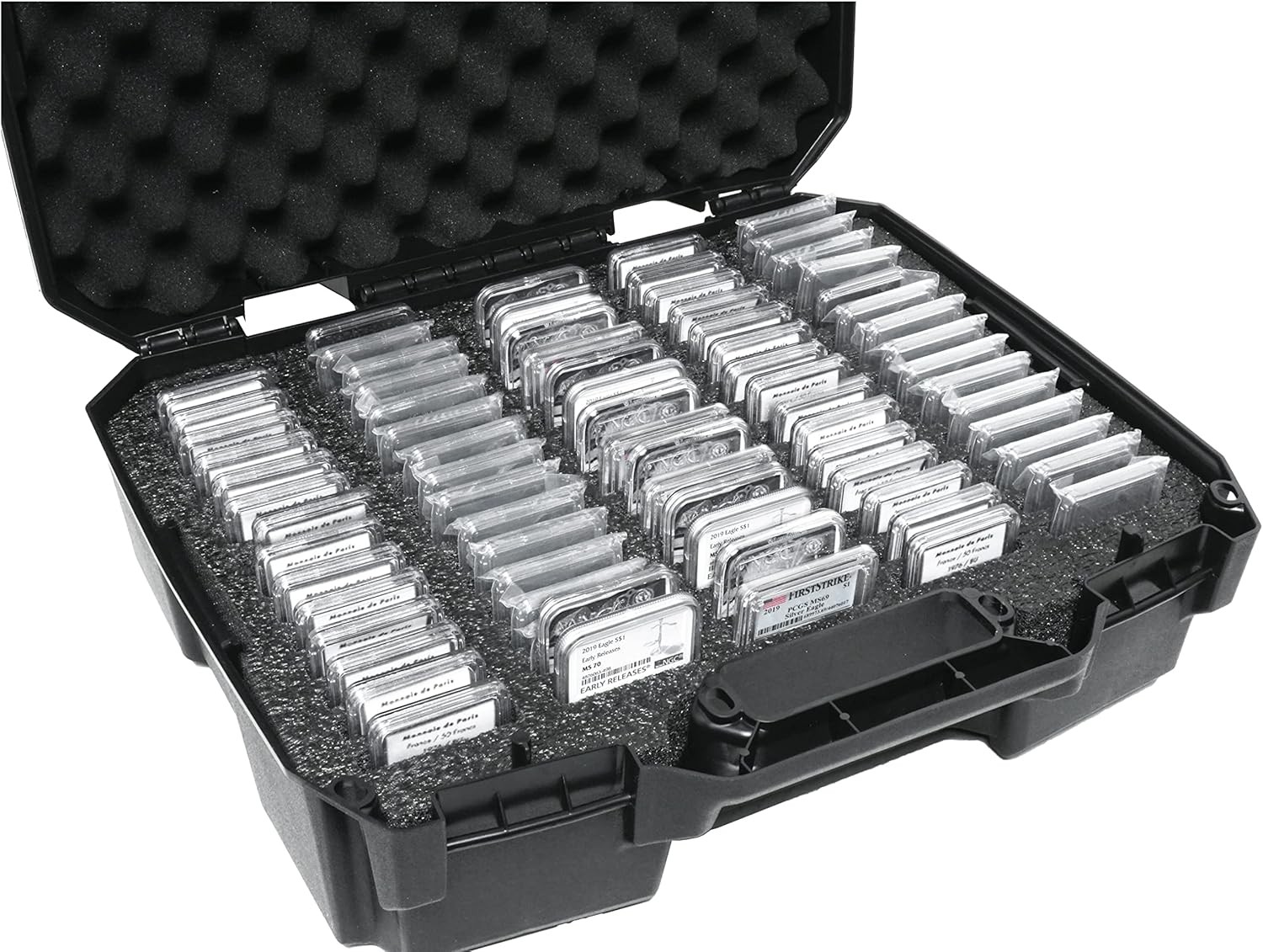 Graded Coin Slab Storage Case with Foam Dividers 75-130 Count