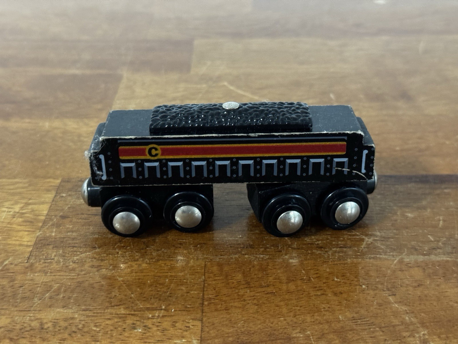 Vintage wooden train Toy Black Coal Car Magnetic Rare