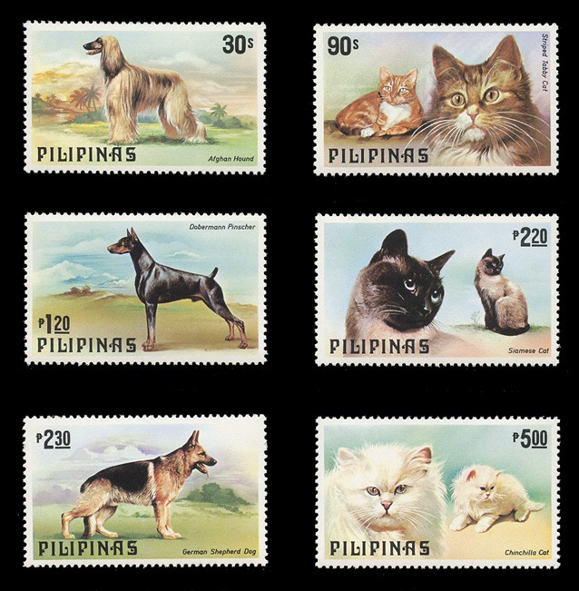 PHILIPPINES Sc#1425-30, 1979 PHILIPPINES DOGS & CATS, MINT F-VF NH