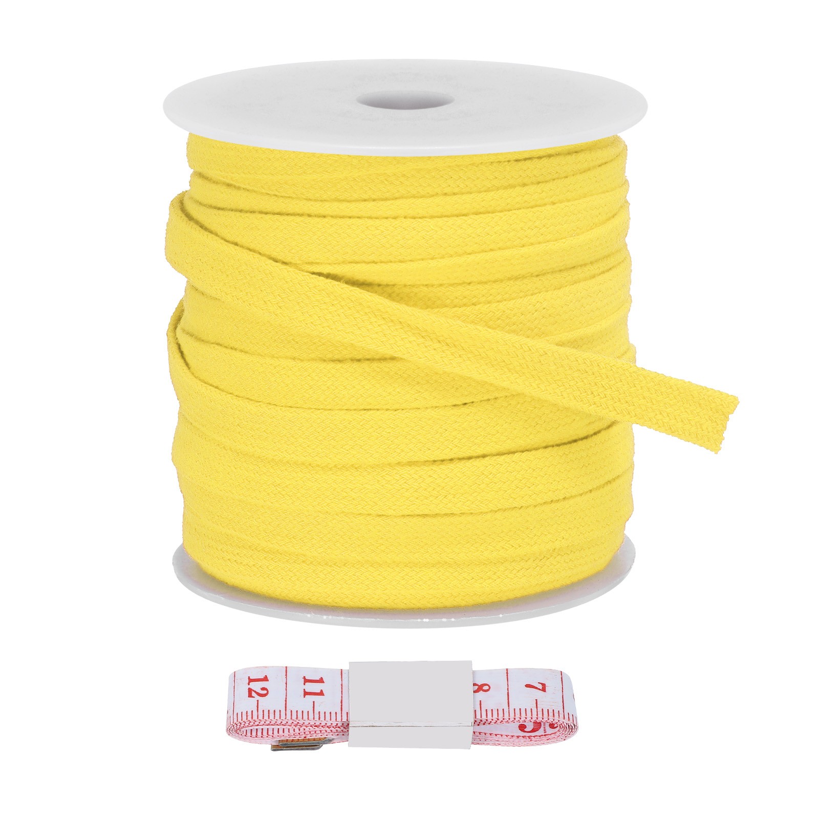 Flat Drawstring Cord 10mm x 27 Yd, Replacement Flat Rope with Ruler Yellow