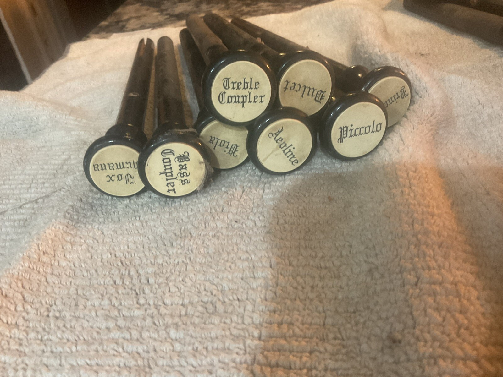 8 Antique Pump Organ Pulls Stops Organ Parts Lot B