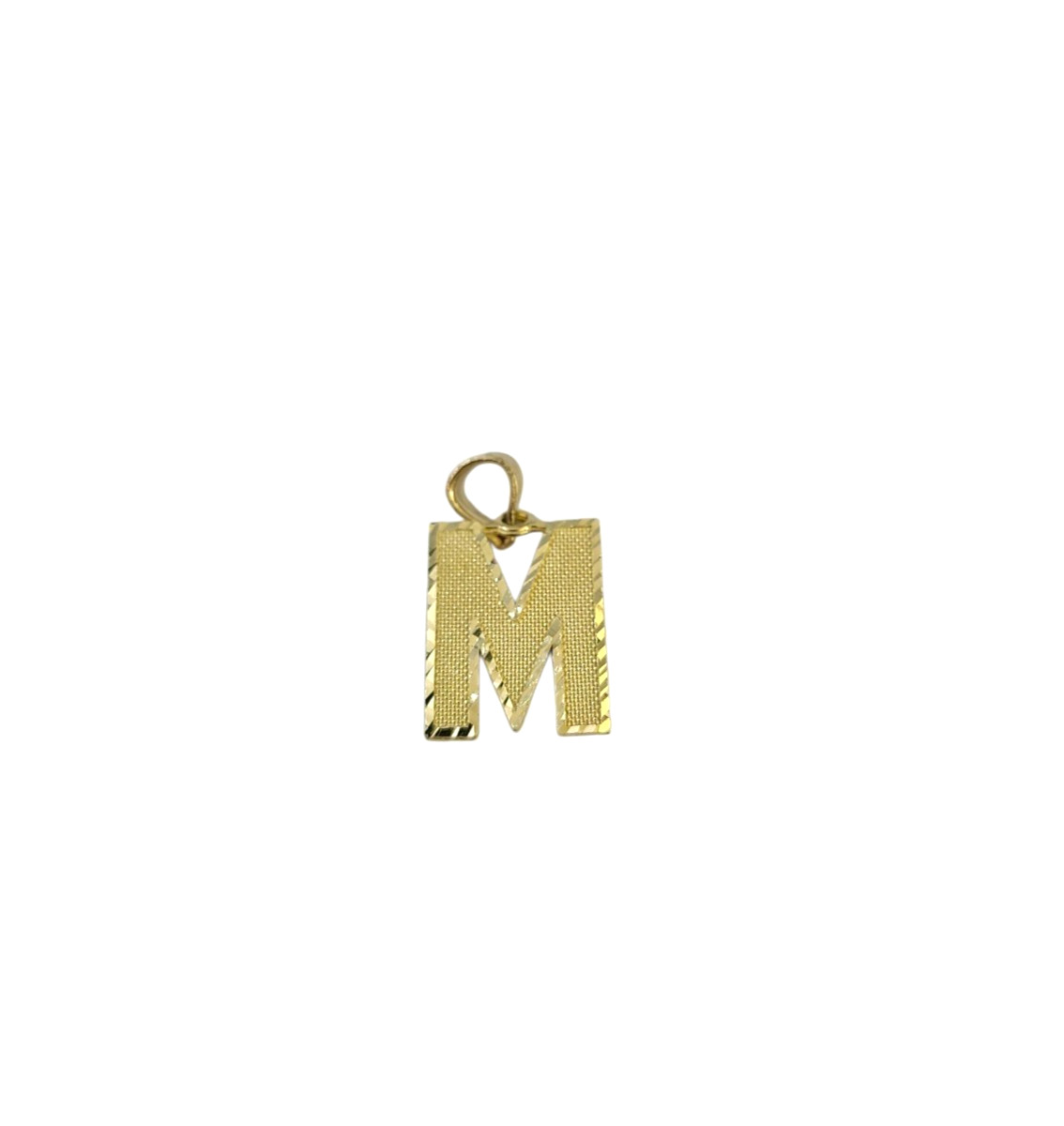 10K Yellow Gold M Initial Charm Pendant Alphabet Real 10kt Men Women