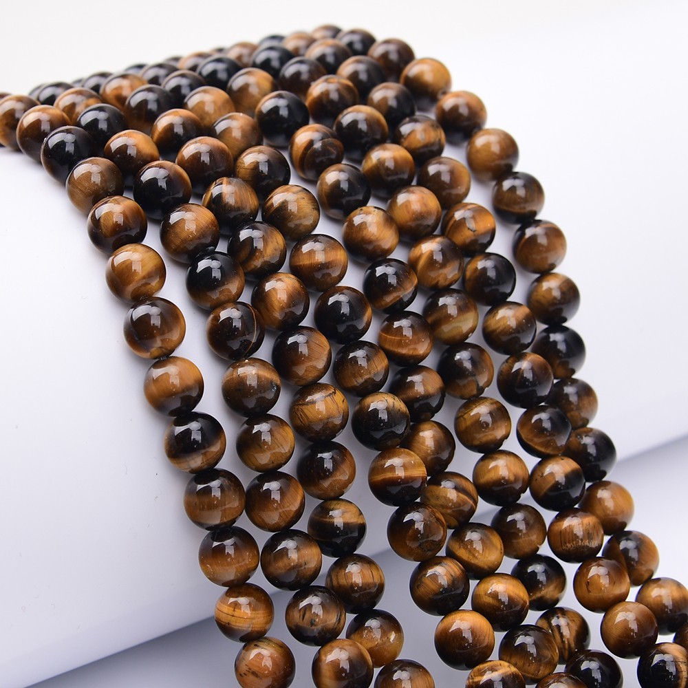 2 Strands 10mm Natural Yellow Tiger Eye Stone Round Loose Beads Strands 15" DIY