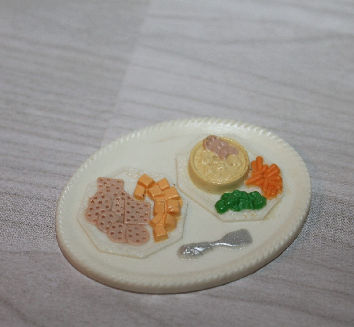 Fisher-Price Loving Family Dollhouse Oval Food Plate Tray with Cheese Snacks