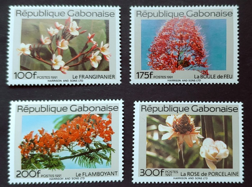 1991 FLORA FLOWERS SET VF MNH GABON GABONAISE (STMO)