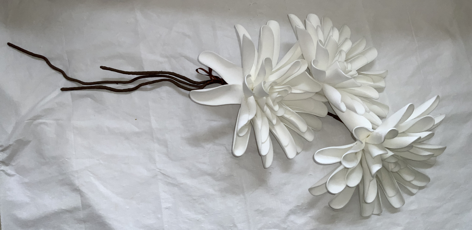 Artificial Fake Flower Heads With Stem Real Looking White Foam