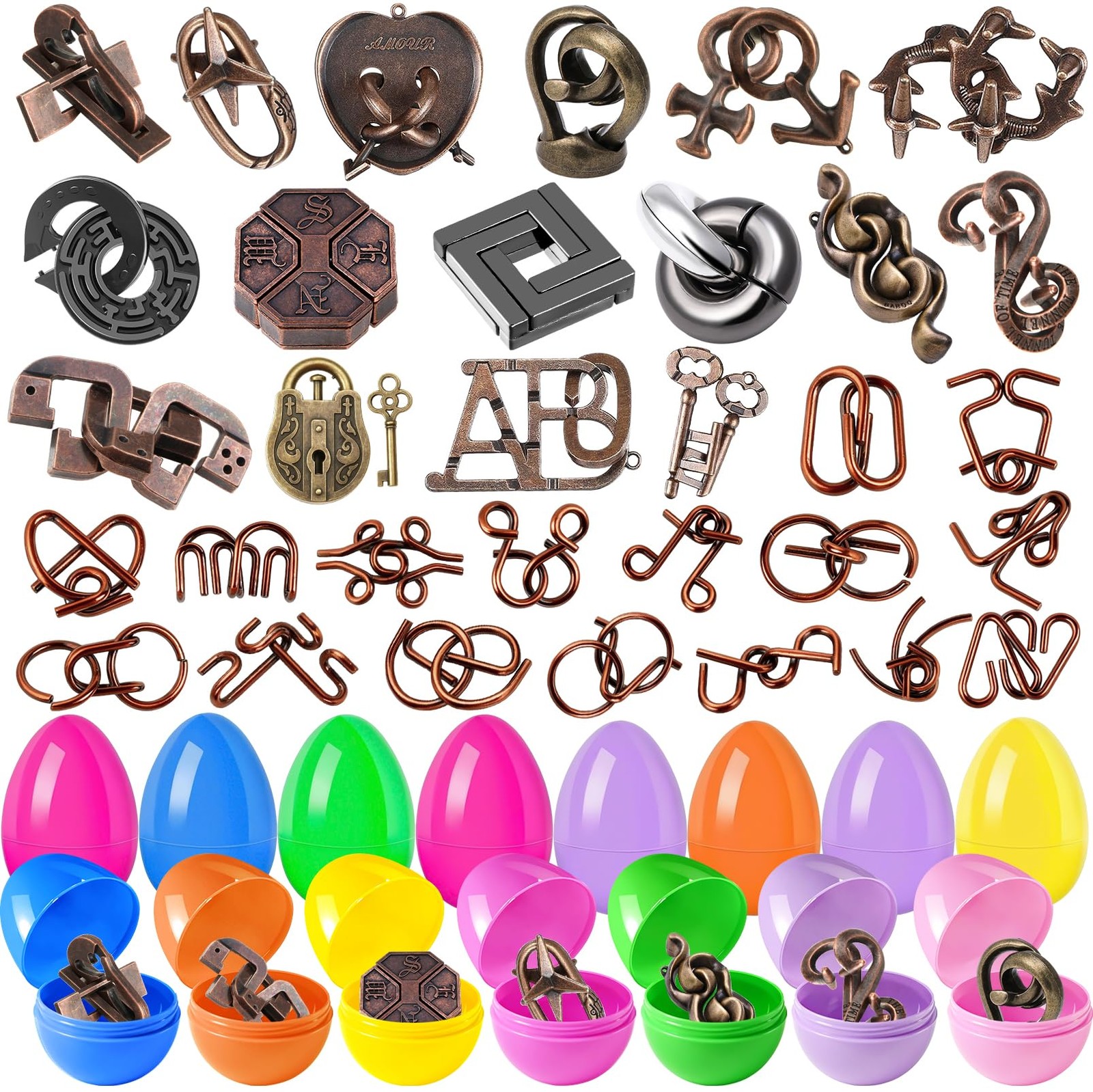 32 Pack Prefilled Easter Eggs with Brain Teaser Puzzles – Easter Basket Stuff...