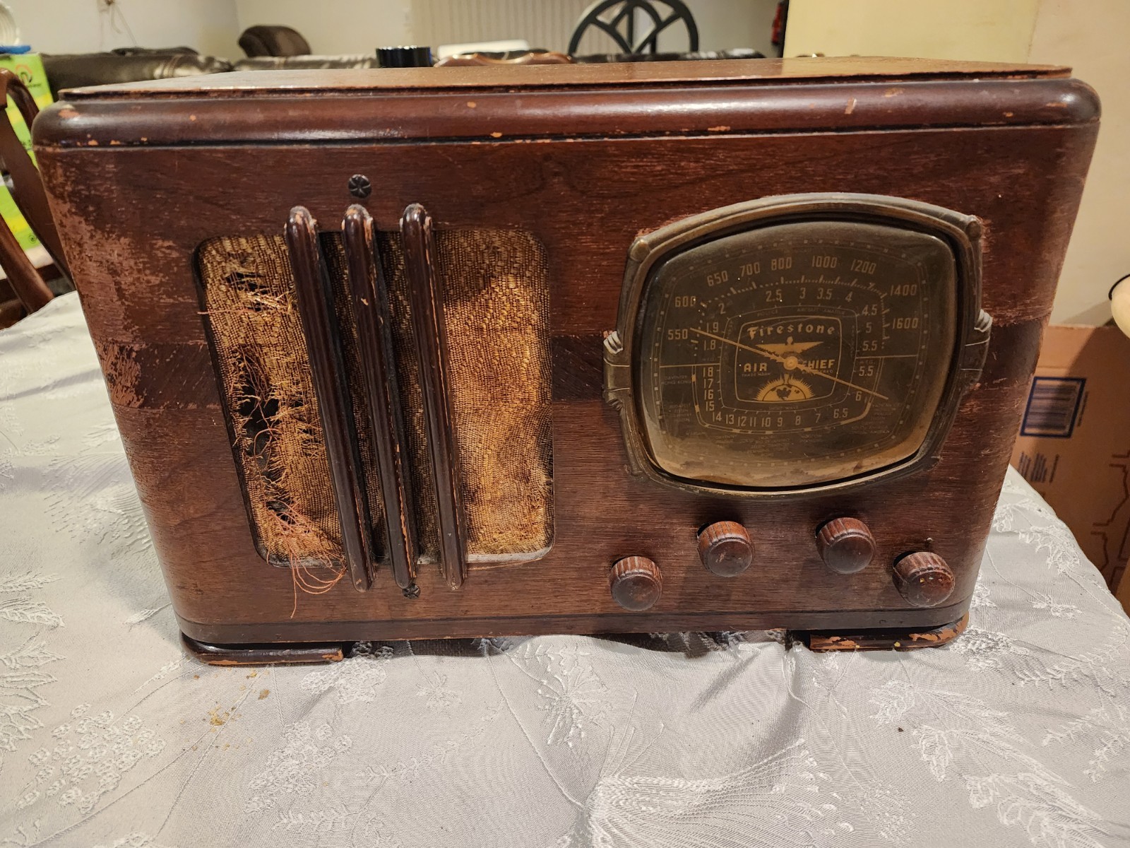 RARE 1938 VINTAGE FIRESTONE AIR CHIEF WOOD Tube  RADIO Broadcast Electronic RMA!