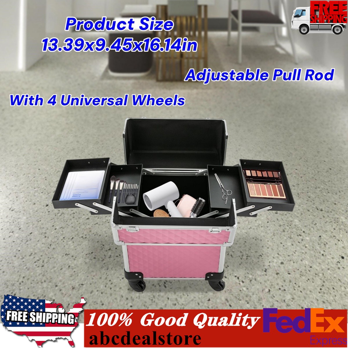 Portable Professional Makeup Case Multifunctional Cosmetic Storage Case Trolley