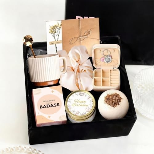 Happy Birthday Gift Box for Women - Relaxing Spa Basket for Best Friend, Mom, 