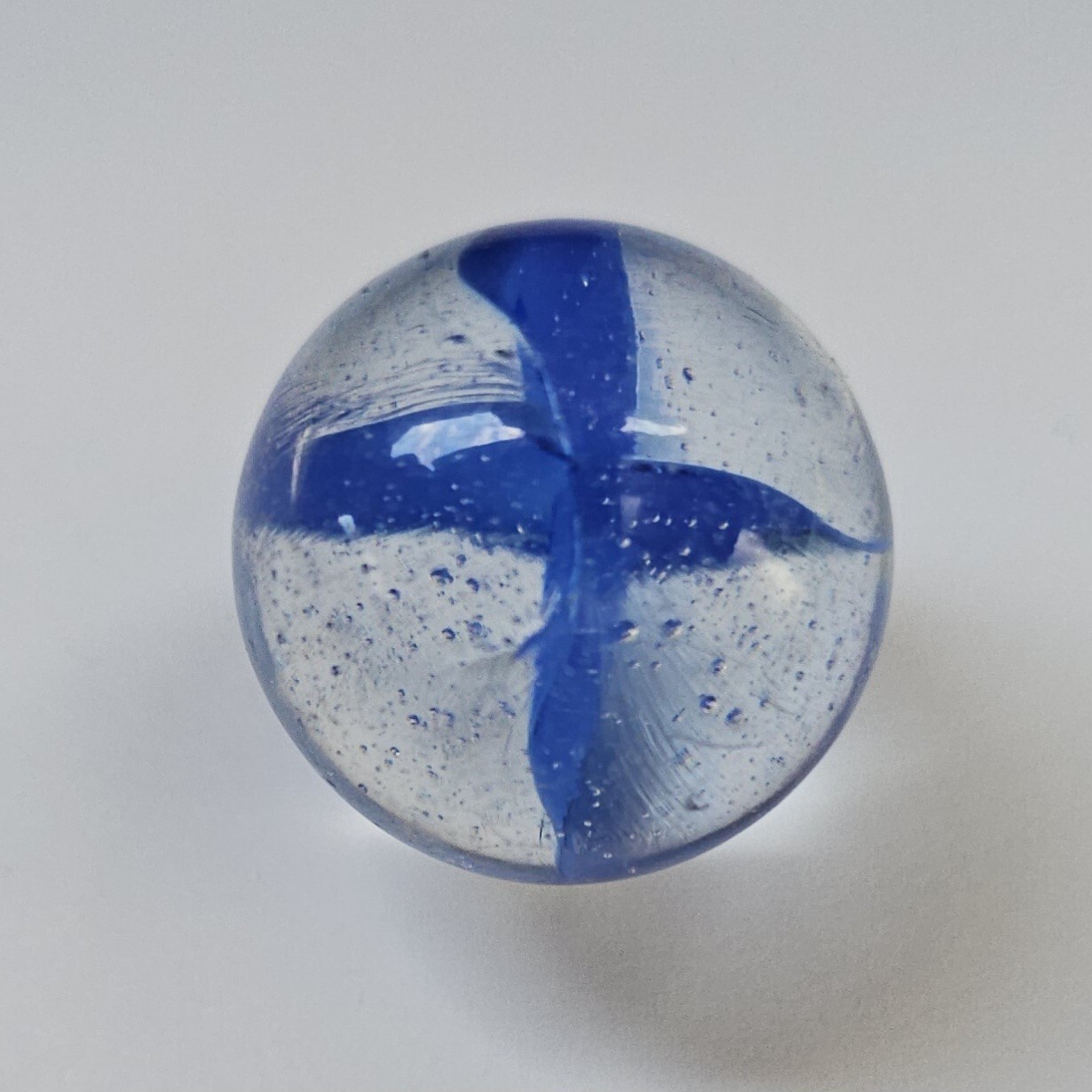 Vintage Japanese Bubbly Blue Cats Eye 1" Shooter Marble