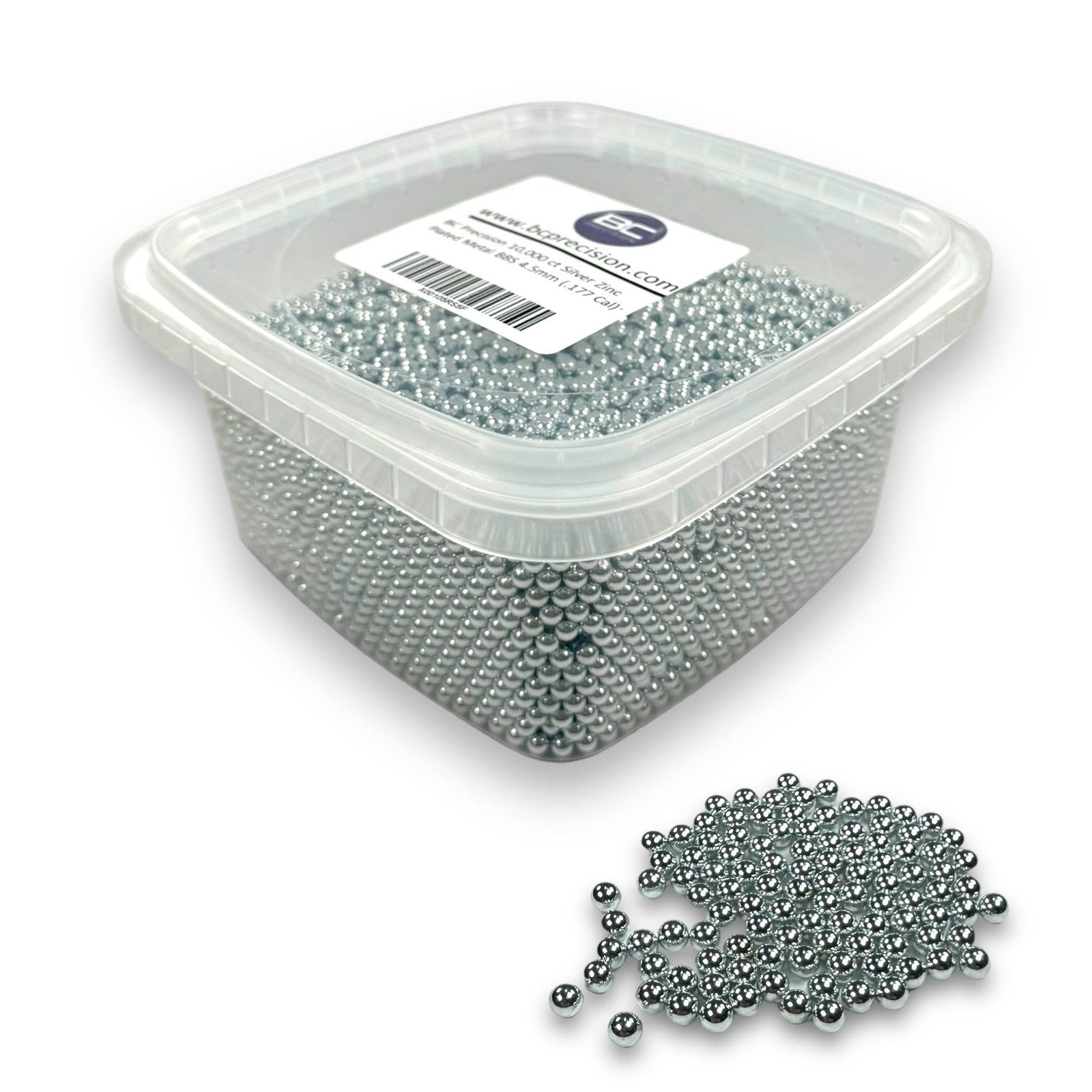 BC Precision 10,000 Silver Zinc Plated Metal BBS 4.5mm (.177 Cal) - Premium