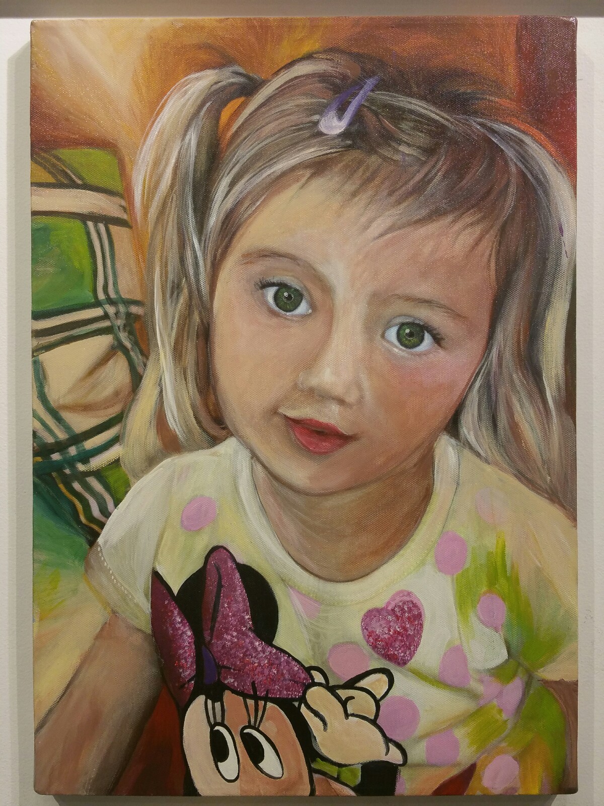 custom portrait painting, children, dogs, cats family aprox 20x16, sale