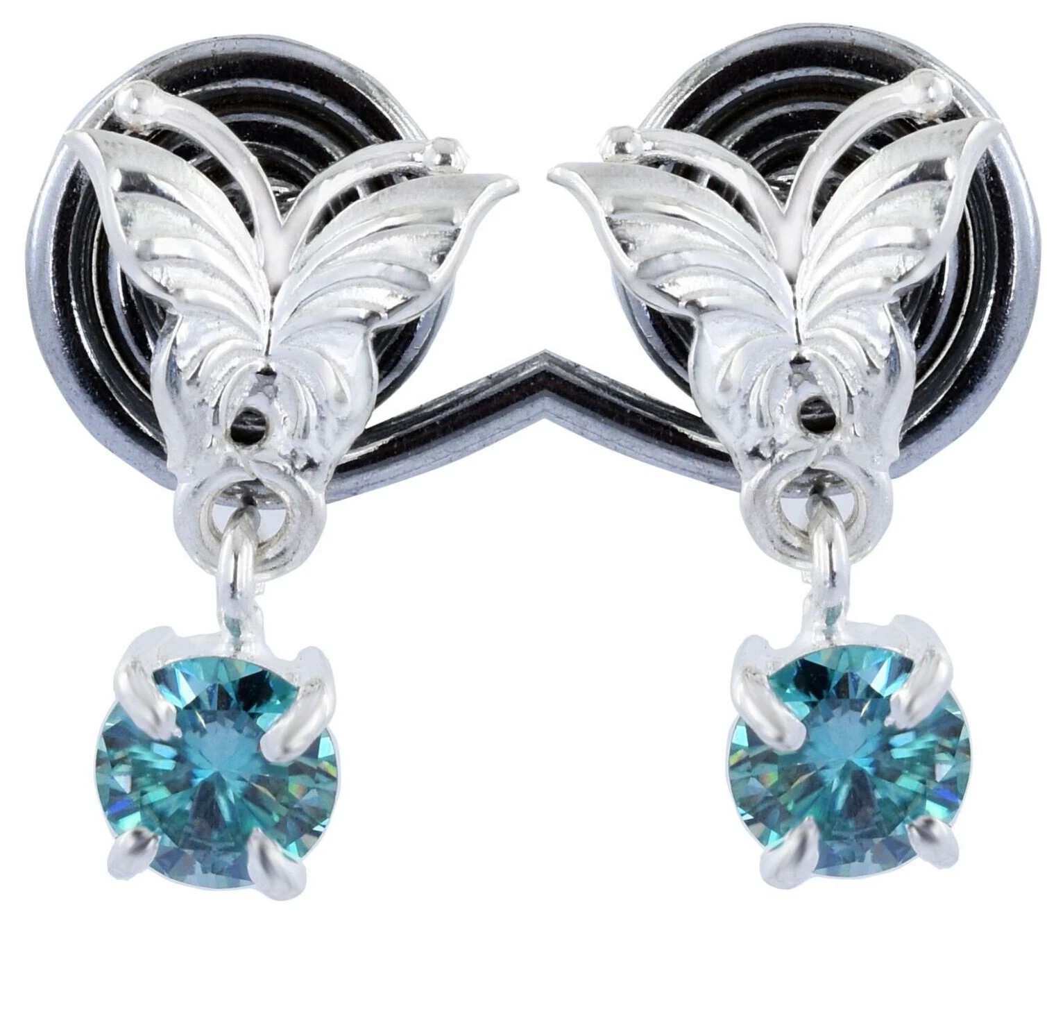 2.20 Ct Treated Certified Blue Diamond Solitaire Dangler Earrings In 925 Silver