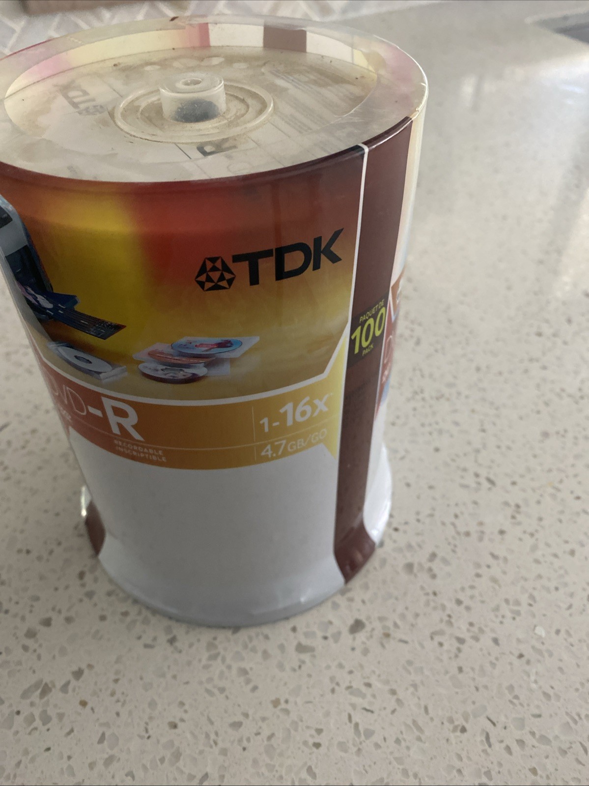 TDK DVD-R 1-16x Print On White Disques Discs 100 Pack Spindle 4.7GB 1-16X NEW