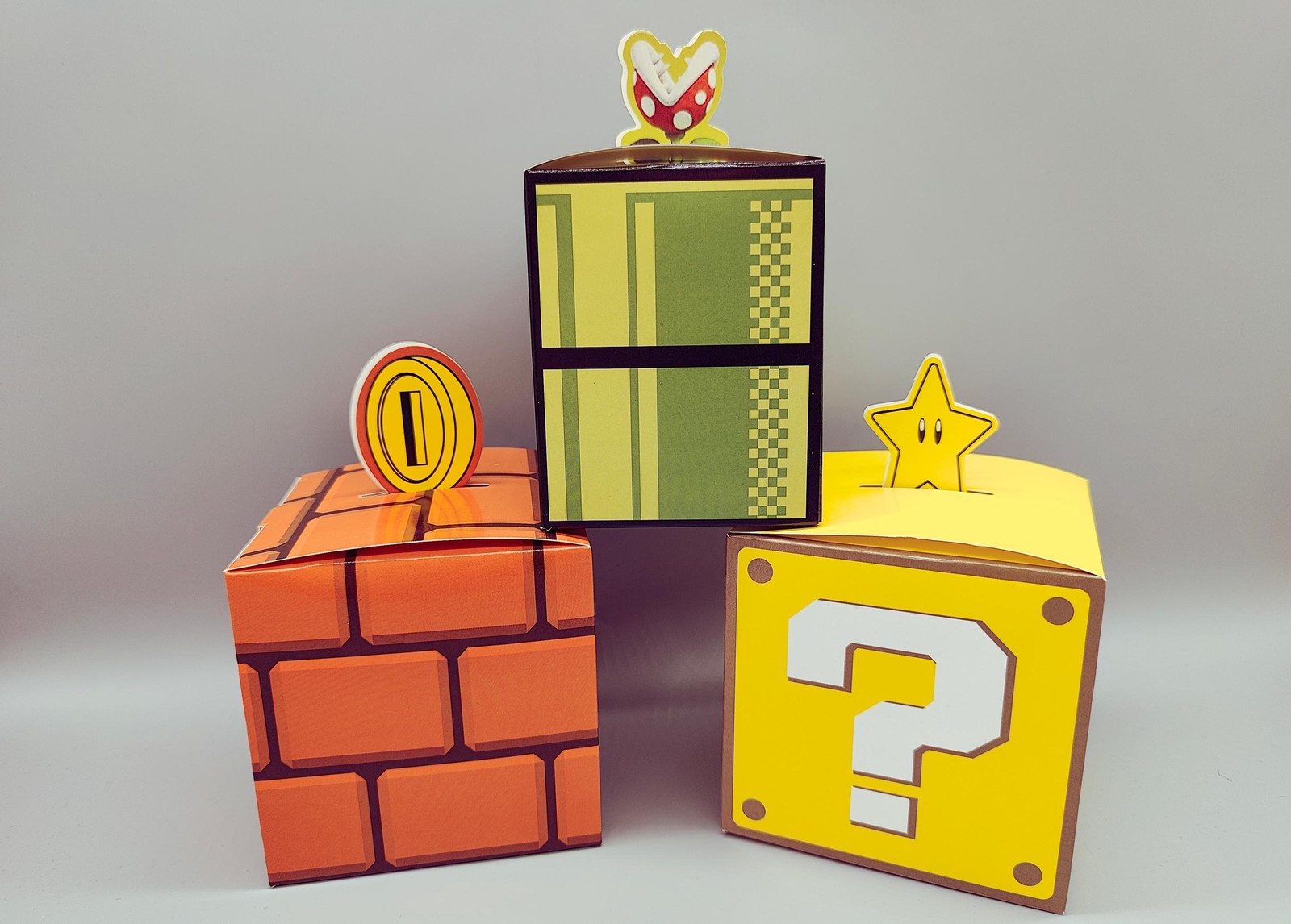 Set of 12 Super Mario Bros Favor Boxes - Brick, 4 of each box in a set.