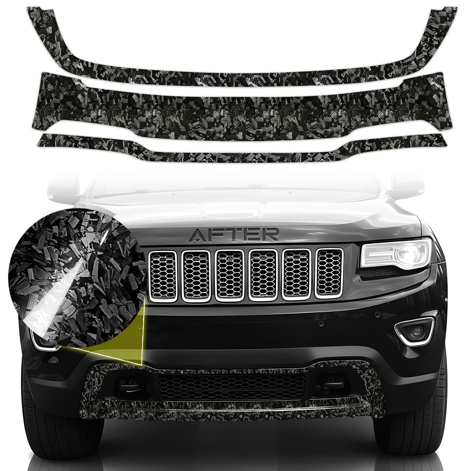 Front Grill Trim Chrome Delete fit for 2014-2021 Jeep Grand Cherokee Accessor...