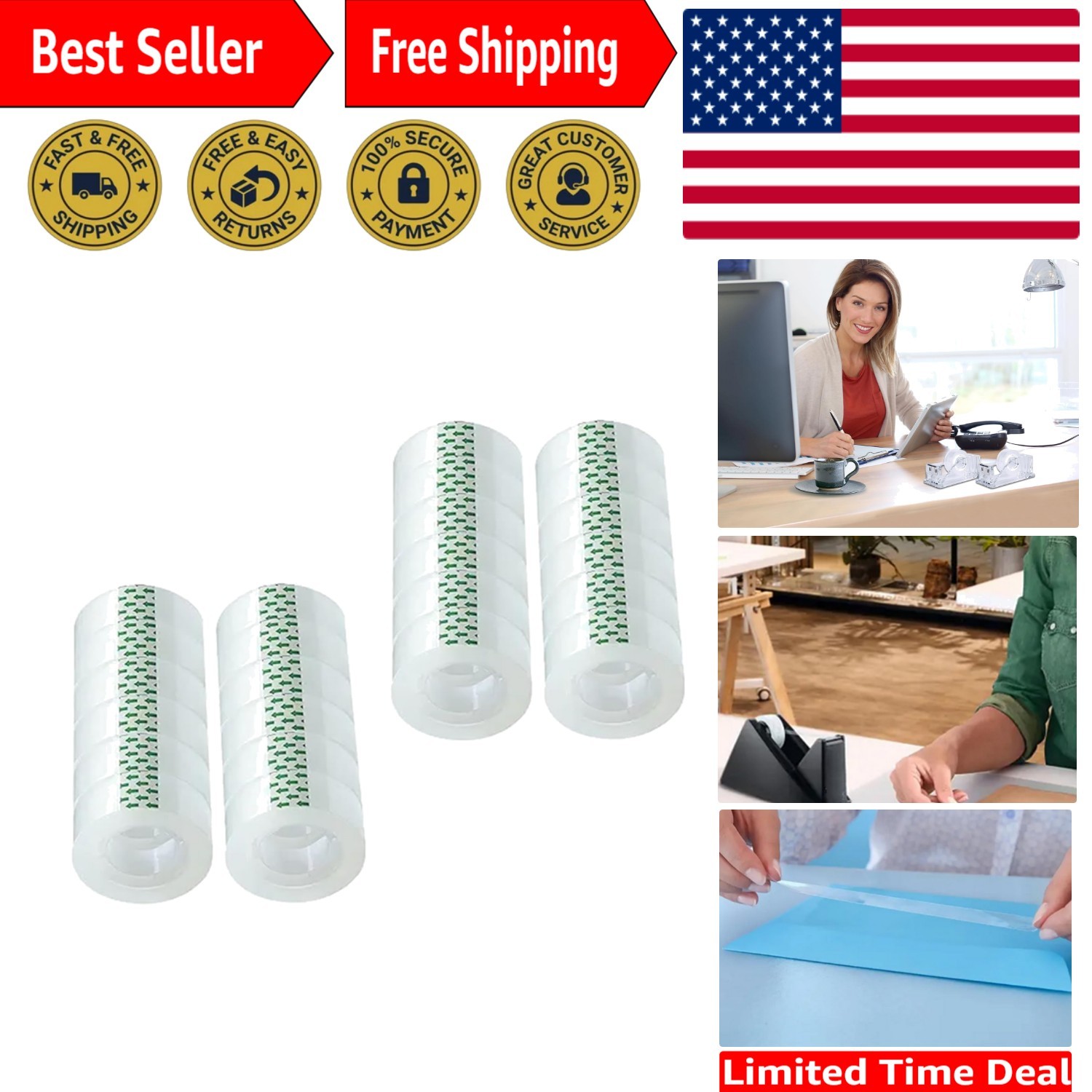 Clear Gift Wrapping Tape - 24 Rolls, 3/4-Inch x 1000-Inch, Easy Refill Solution