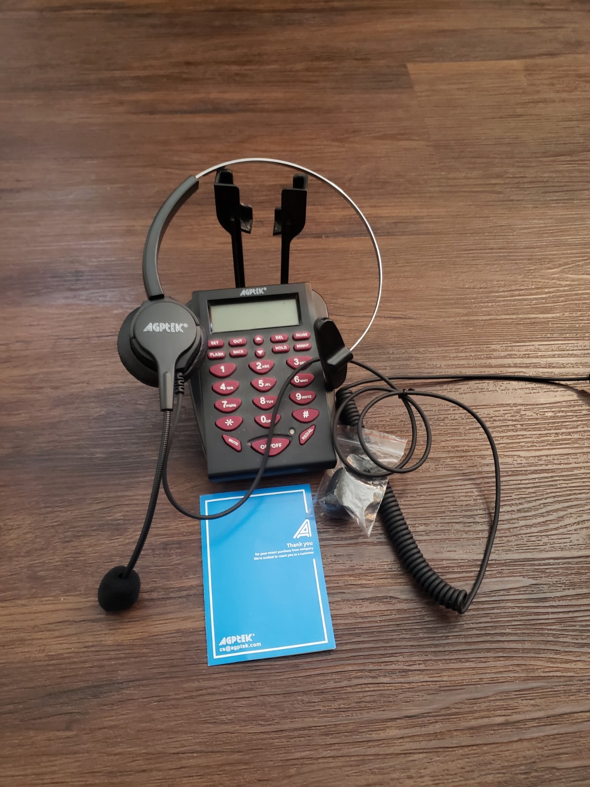 AGPtEK Corded Telephone Black with Headset, Mute Button, Volume Control