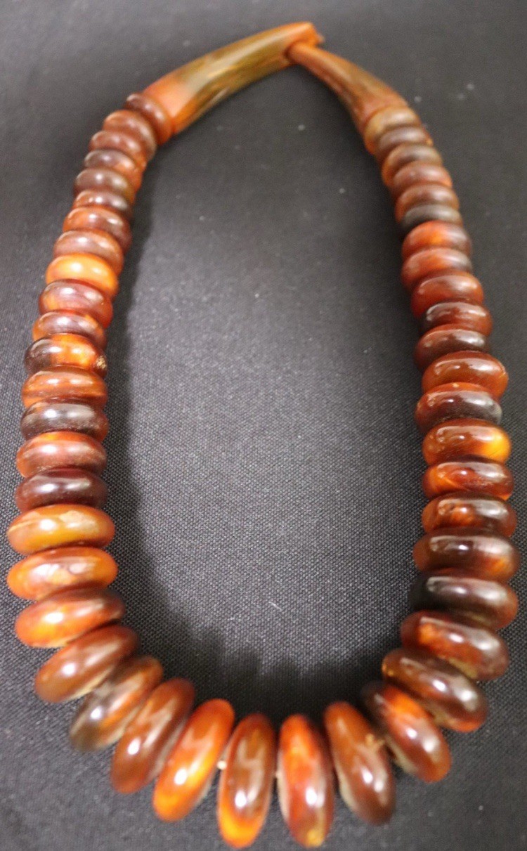 Bakelite Amber Necklace 22” 154g – African  Amber Trade Beads Root Beer