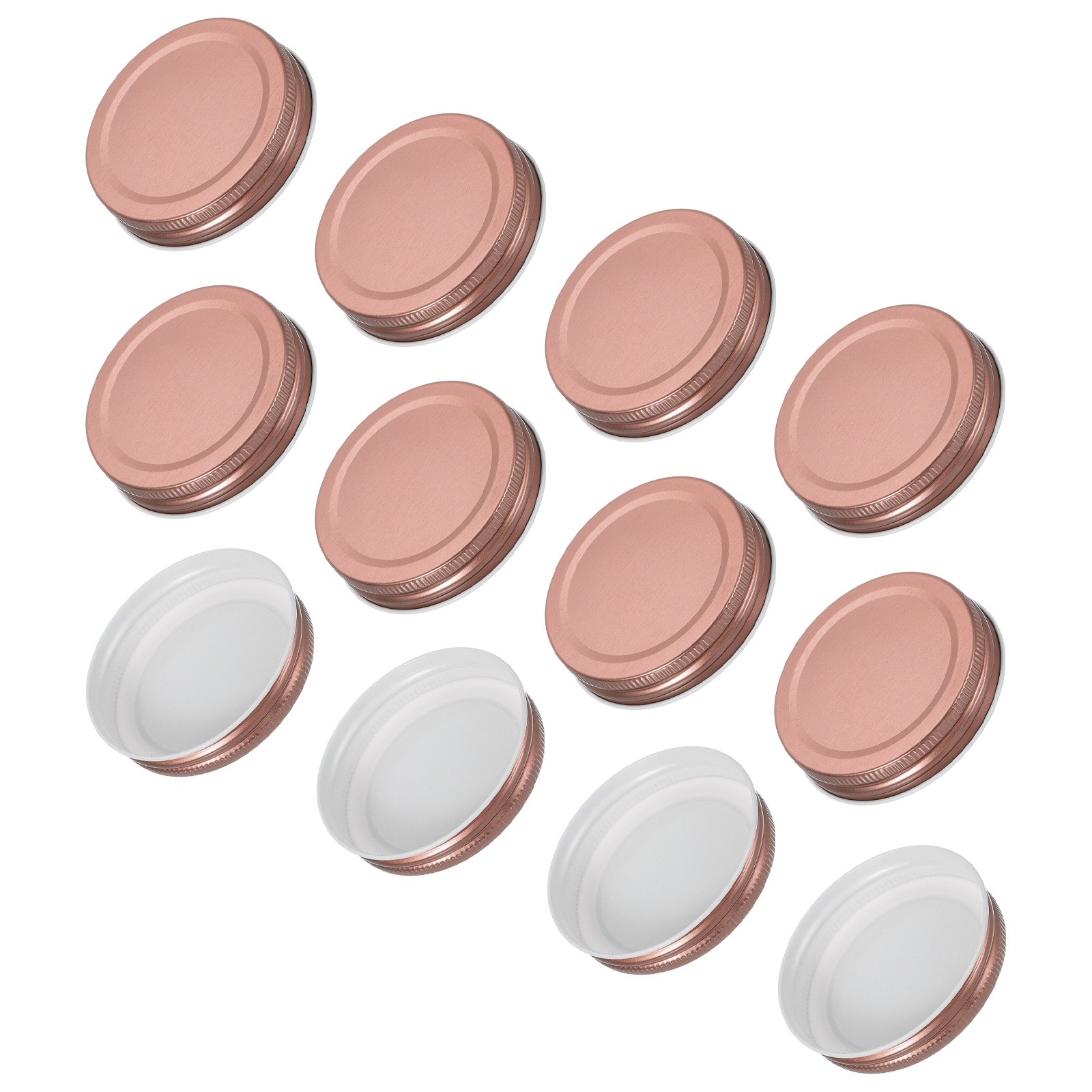 12Pcs Tinplate Canning Lids with Label for Regular Mason Jar Rose Gold(70mm)