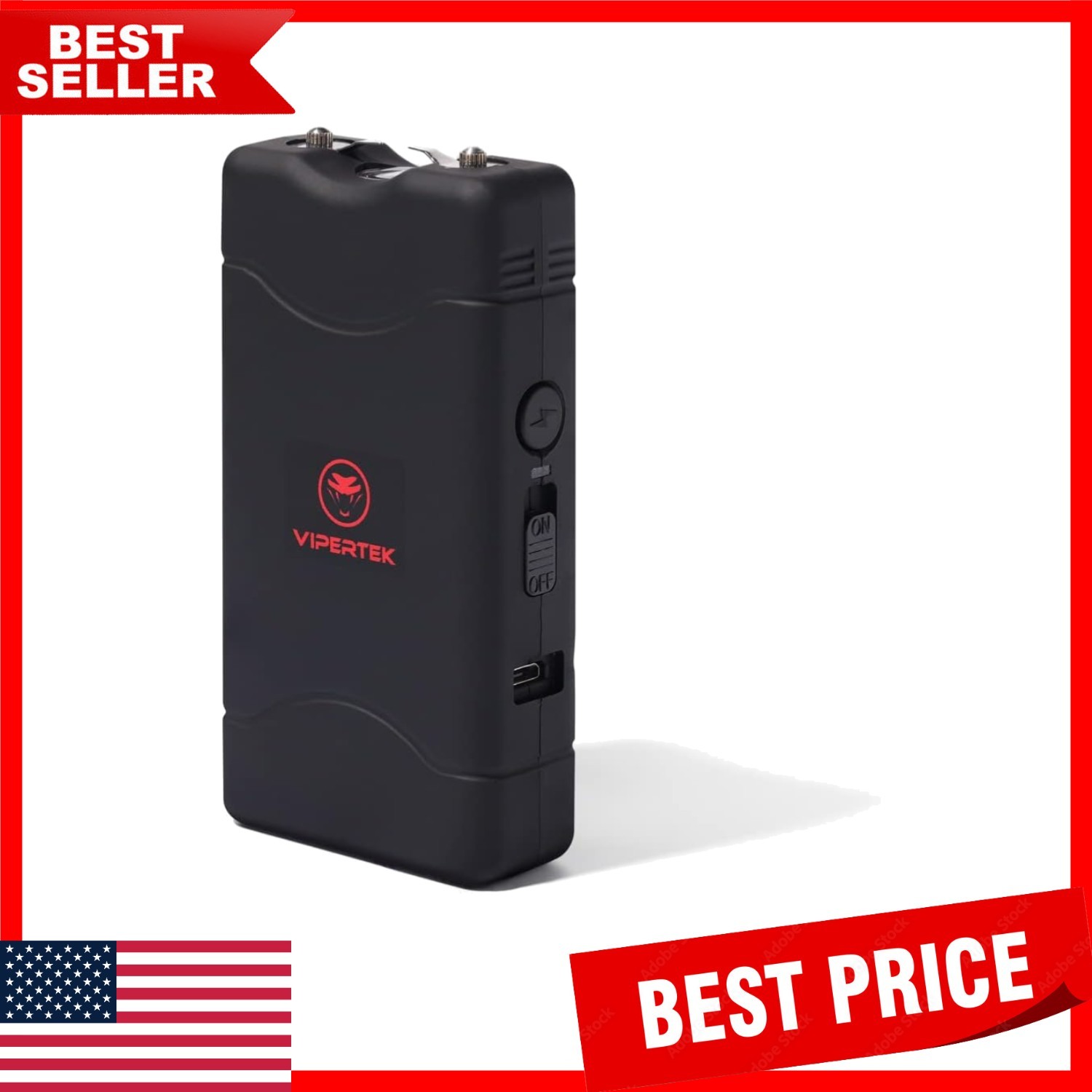 Discreet VTS-880 Mini Stun Gun - Rechargeable with Non-Slip Grip and Flashlight