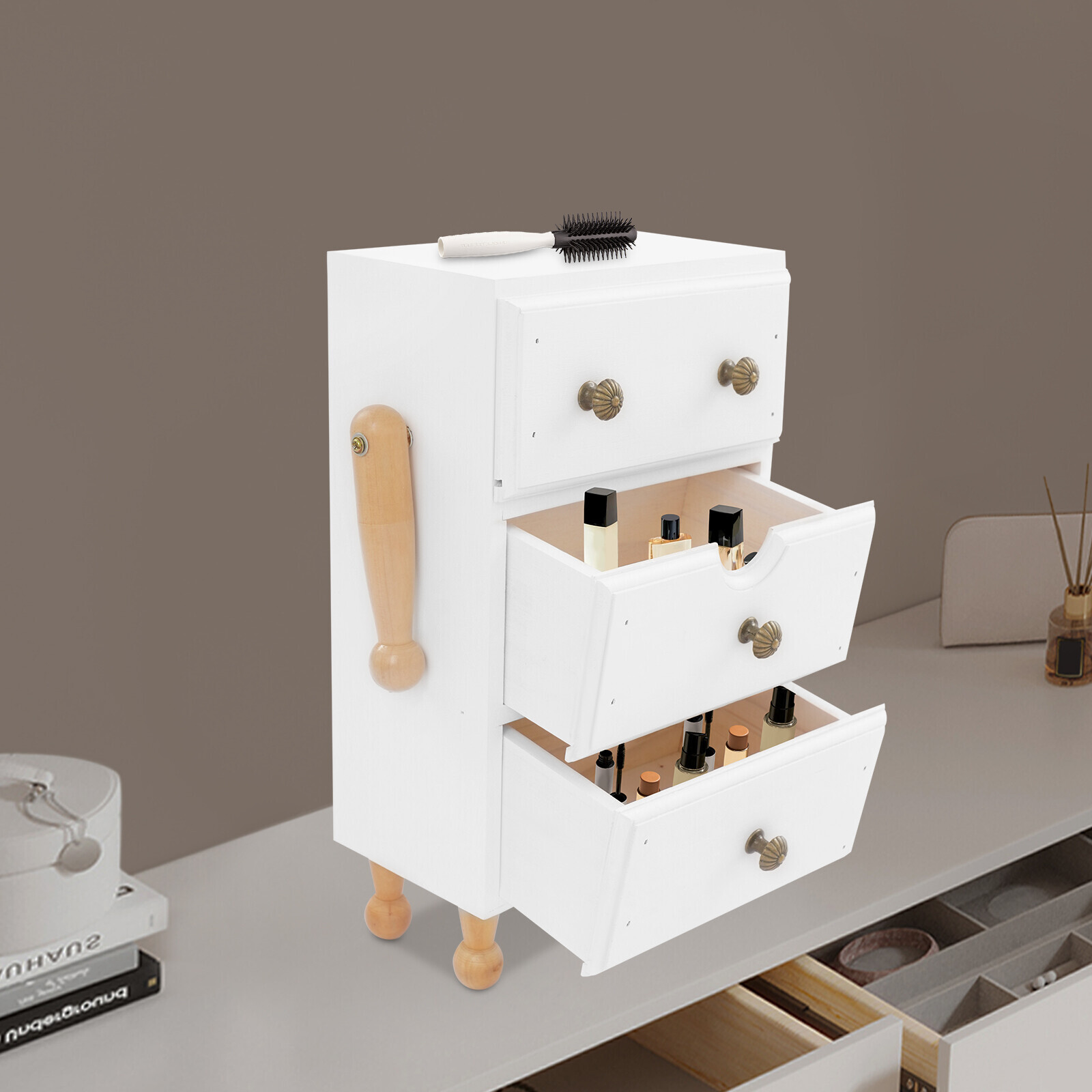 3-tier Vintage Storage Cabinet, 3-tier Storage Cabinet, Storage Box With Drawers